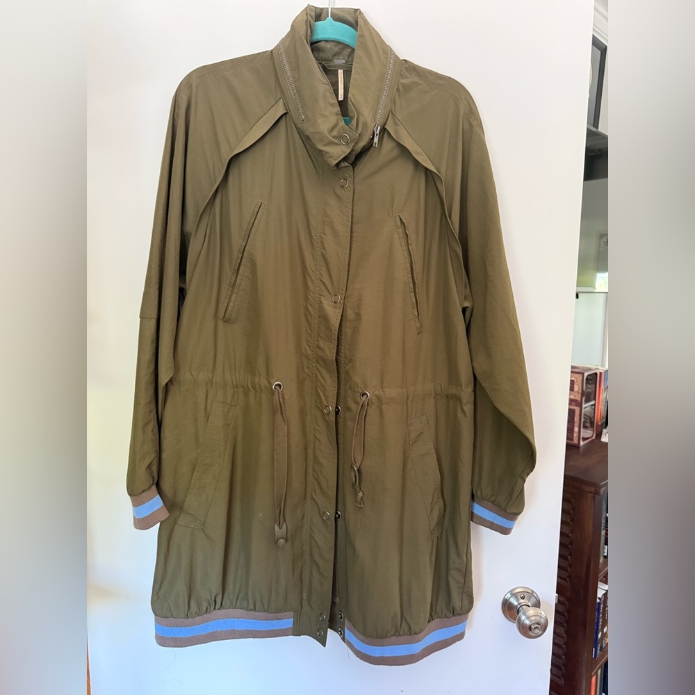 Free People Green Utility Jacket with zip away hood